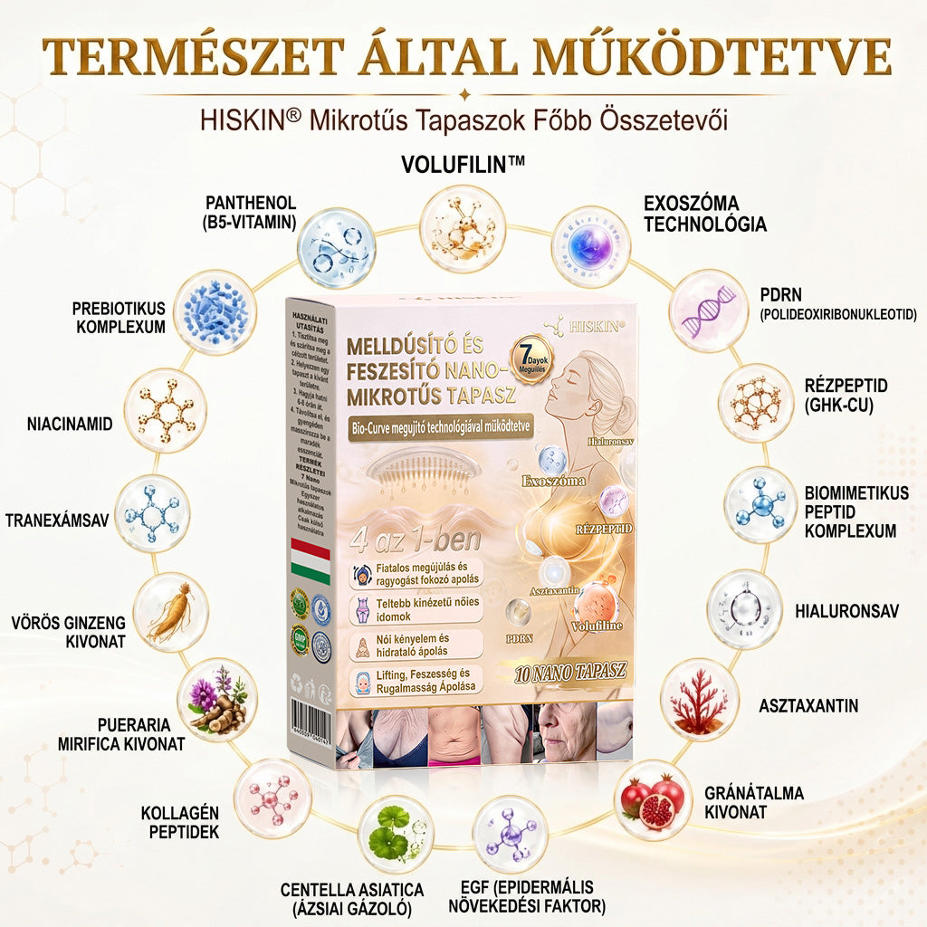 HISKIN®🏆 Mellvolumen, Emelés és Feszesítés Támogatására Szolgáló Nano Mikrotűs Tapasz Volufiline + Exosome + Rézpeptid Formula Sejtmegújító Technológiával Támogatva