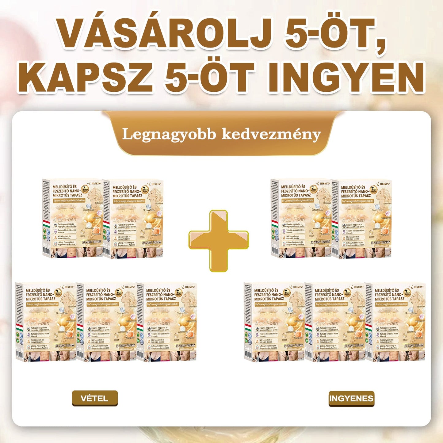 HISKIN®🏆 Mellvolumen, Emelés és Feszesítés Támogatására Szolgáló Nano Mikrotűs Tapasz Volufiline + Exosome + Rézpeptid Formula Sejtmegújító Technológiával Támogatva