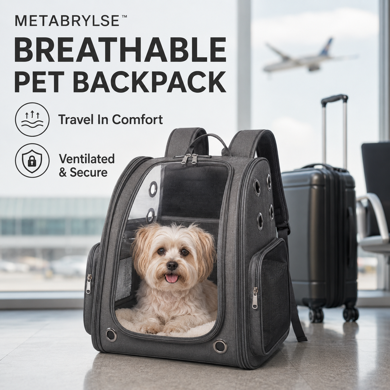METABRYLSE™ Breathable Pet Travel Backpack