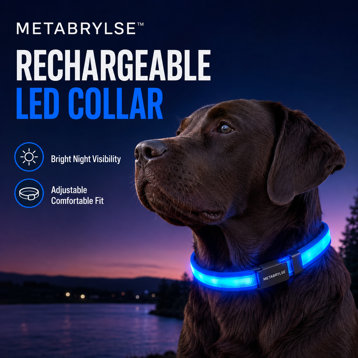 METABRYLSE™ Rechargeable LED Dog Collar