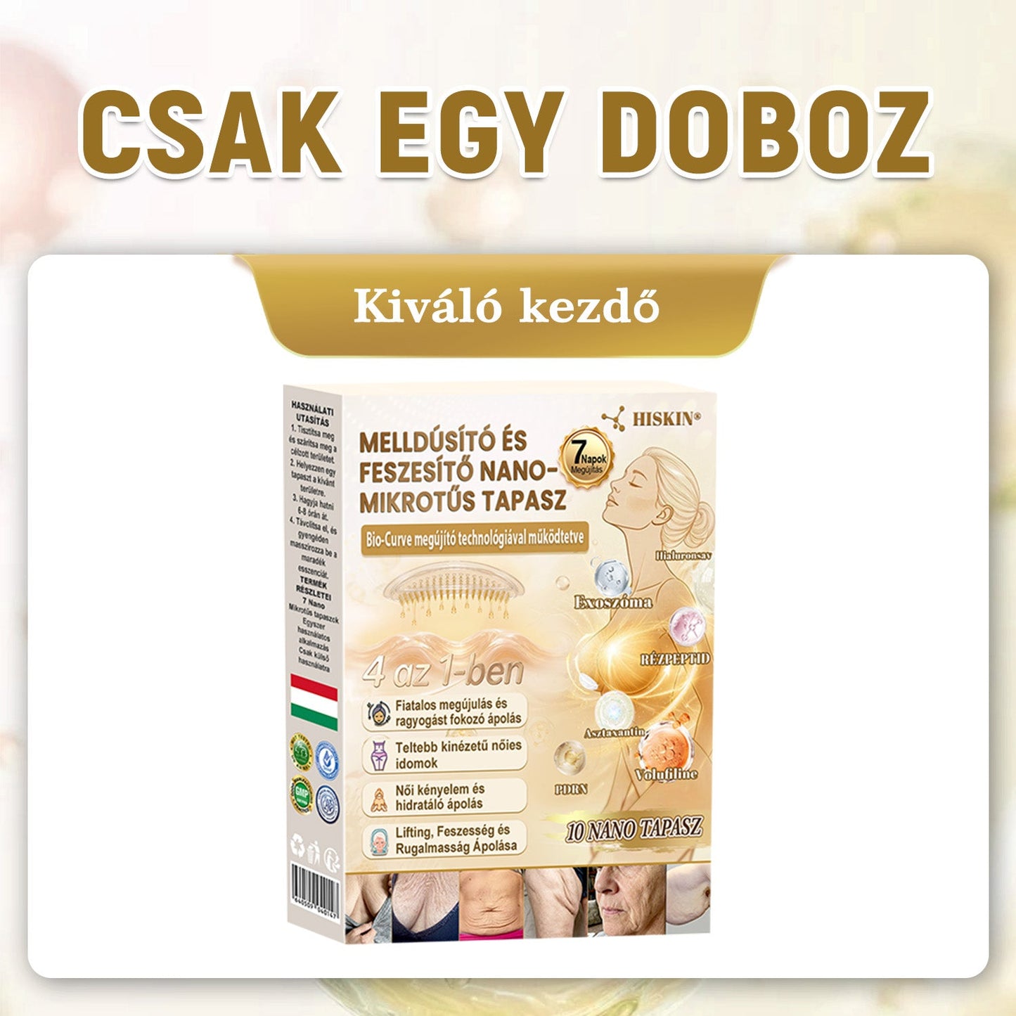 HISKIN®🏆 Mellvolumen, Emelés és Feszesítés Támogatására Szolgáló Nano Mikrotűs Tapasz Volufiline + Exosome + Rézpeptid Formula Sejtmegújító Technológiával Támogatva